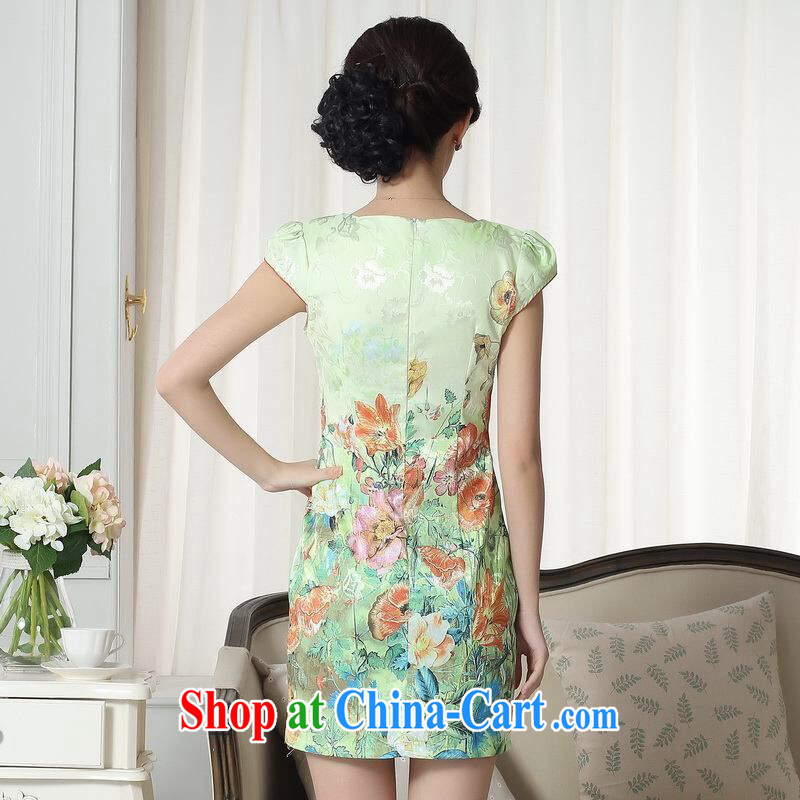 An Jing lady stylish jacquard cotton cultivating short cheongsam dress new improved cheongsam dress picture color 2 XL, facilitating Jing, and shopping on the Internet