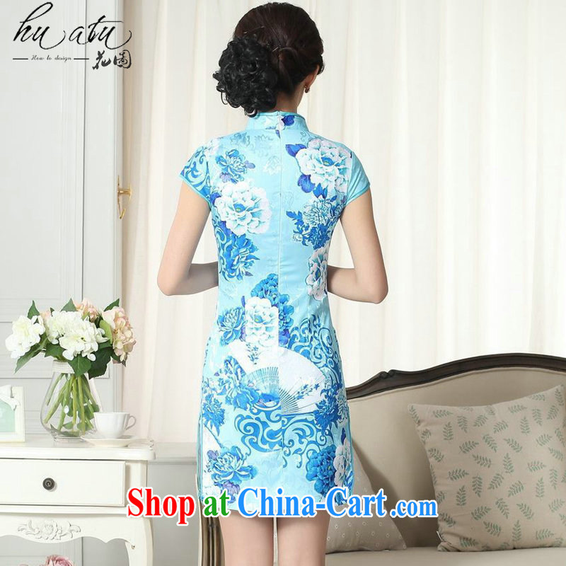 spend the summer with new female lady stylish jacquard cotton cultivating short cheongsam dress Chinese, for a tight cheongsam dress picture color 2 XL, spend figure, shopping on the Internet