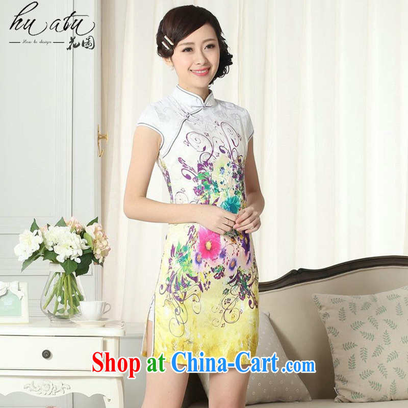 spend the summer with new female lady stylish jacquard cotton cultivating short cheongsam dress Chinese elegant, traditional costumes for Dress such as the color 2 XL, spend figure, online shopping