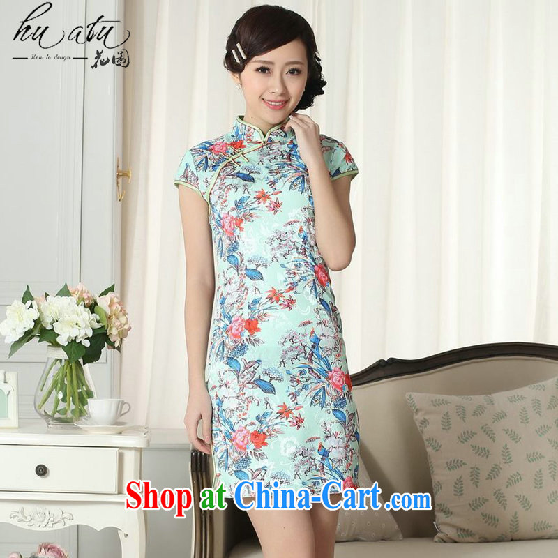 spend the summer with new female elegance Chinese qipao Chinese is hard graphics thin jacquard cotton stamp short cheongsam picture color 2 XL