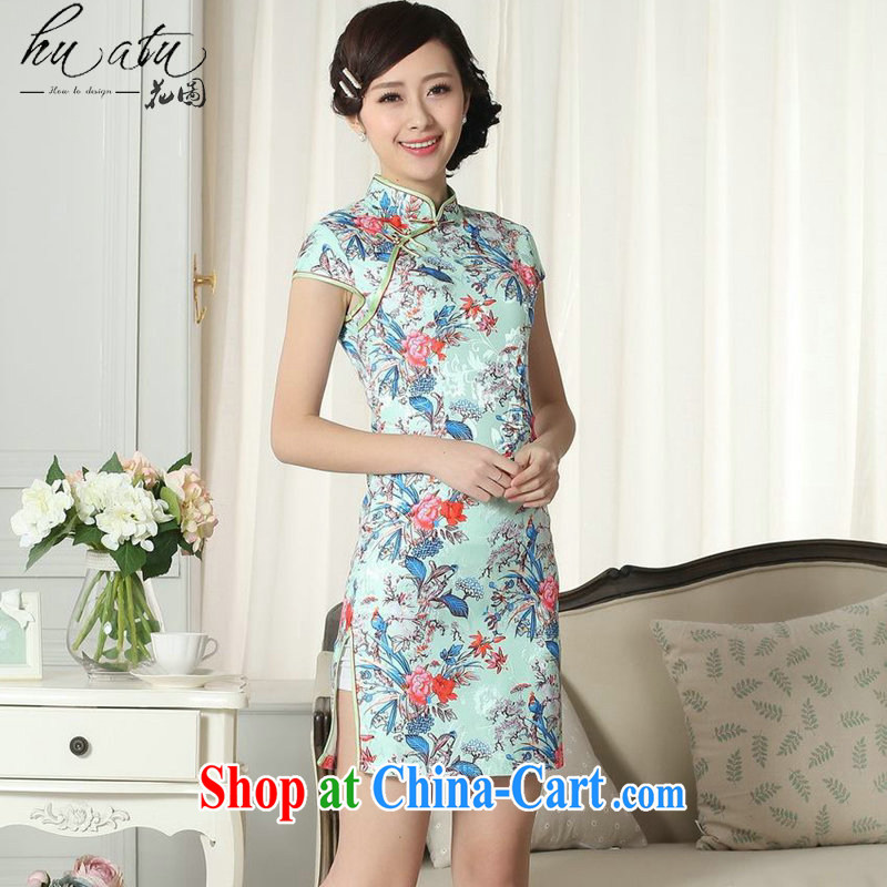 spend the summer with new female elegance Chinese qipao,Chinese is a hard-pressed video thin jacquard cotton stamp short cheongsam picture color 2 XL, figure, and shopping on the Internet