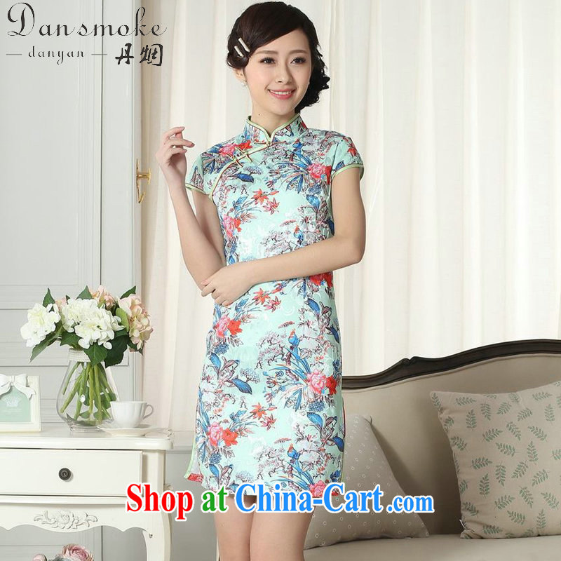 Bin Laden smoke summer new female elegance Chinese qipao,Chinese is a tight video thin jacquard cotton stamp short cheongsam picture color 2 XL, Bin Laden smoke, shopping on the Internet