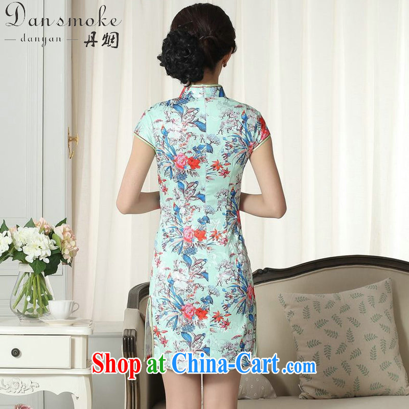 Bin Laden smoke summer new female elegance Chinese qipao,Chinese is a tight video thin jacquard cotton stamp short cheongsam picture color 2 XL, Bin Laden smoke, shopping on the Internet