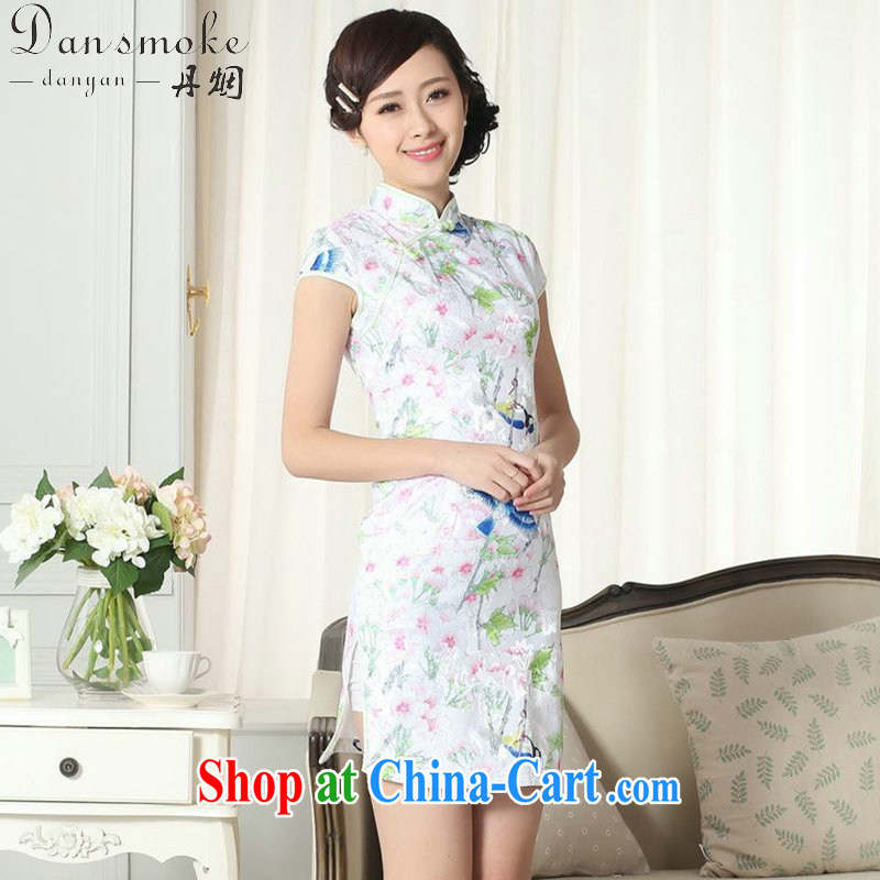 Dan smoke summer new female elegance Chinese qipao, for a tight Chinese graphics thin stamp beauty short cheongsam picture color 2 XL, Bin Laden smoke, shopping on the Internet