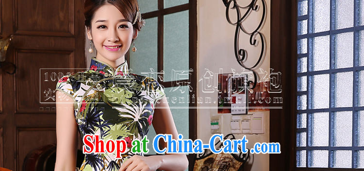 Morning, summer 2015 new stylish improved retro short cheongsam dress Chinese Daily Green Living green XXL pictures, price, brand platters! Elections are good character, the national distribution, so why buy now enjoy more preferential! Health