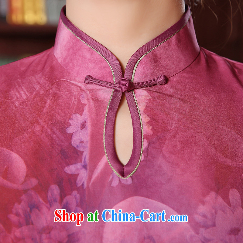 Morning dresses, new summer retro long improved stylish sauna silk silk Chinese qipao skirts of the Red Cross Red XXL, morning land, shopping on the Internet