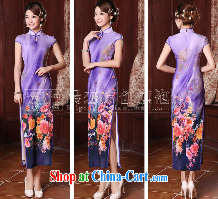 Morning dresses, new summer retro long improved stylish sauna silk silk Chinese qipao dress pink Purple light purple XXL pictures, price, brand platters! Elections are good character, the national distribution, so why buy now enjoy more preferential! Health
