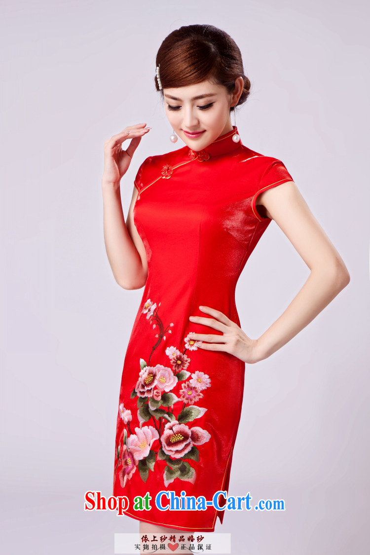 In Uganda, the original innovation, improved daily retro beauty ladies cotton embroidered short cheongsam dress dress red XL pictures, price, brand platters! Elections are good character, the national distribution, so why buy now enjoy more preferential! Health