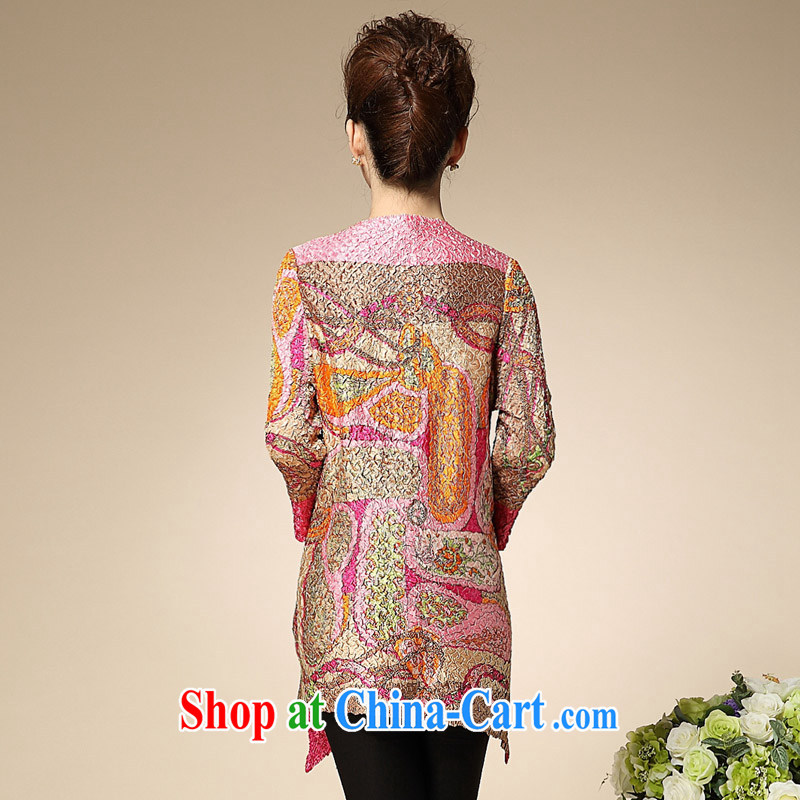 SILKAGE spring new elegant Ethnic Wind silk wrinkled linen in population older mother in long, stamp duty, the buckle jacket jn 97 photo color 2XL, SILKAGE, shopping on the Internet