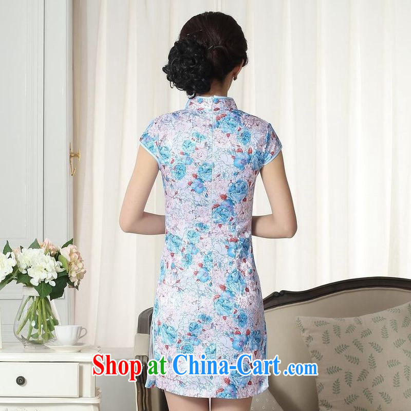 An Jing lady stylish jacquard cotton cultivating short cheongsam dress new Chinese qipao gown picture color 2 XL, facilitating Jing, and shopping on the Internet
