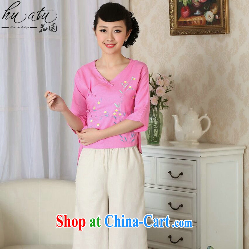 Take the cheongsam dress summer Chinese Ethnic Wind antique Chinese improved Chinese qipao V collar hand-painted cotton the shirts, T-shirt 2 XL, spend figure, and shopping on the Internet