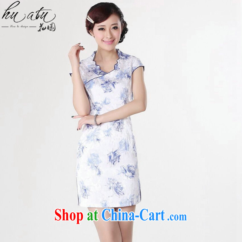 spend the summer with new dresses Tang Women's clothes improved Chinese clothing, for Chinese lace collar graphics thin short dresses such as the color 2 XL, figure, and, on-line shopping