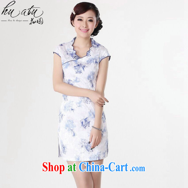 spend the summer with new dresses Tang Women's clothes improved Chinese clothing, for Chinese lace collar graphics thin short dresses such as the color 2 XL, figure, and, on-line shopping