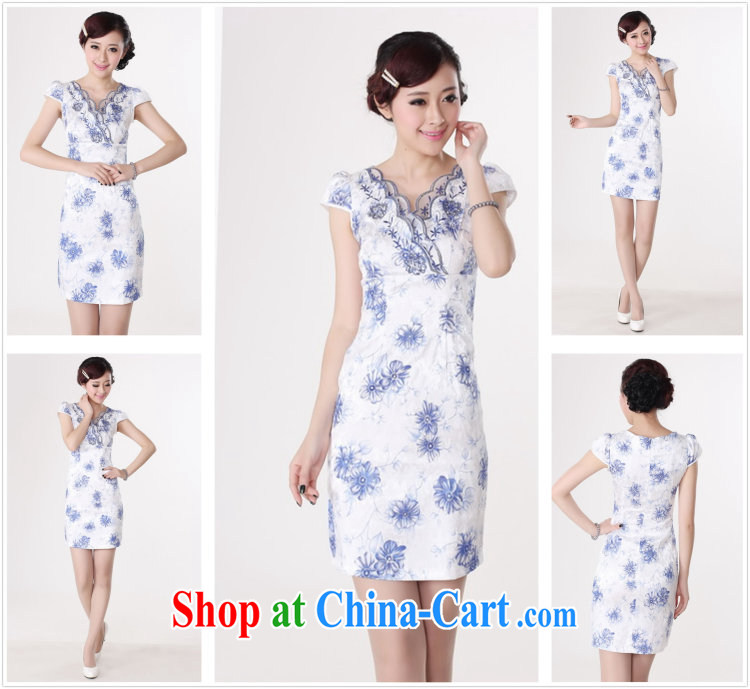 Dan smoke summer dresses Women's clothes Chinese New Chinese improved Chinese qipao short-sleeve embroidered V collar short dresses, such as the color 2 XL pictures, price, brand platters! Elections are good character, the national distribution, so why buy now enjoy more preferential! Health