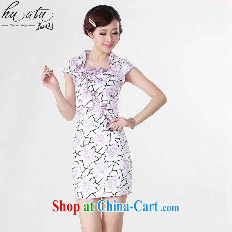 Take the Chinese summer new female qipao Chinese improved short, cotton, for stamp mini short cheongsam pink purple 2 XL, spend, and, on-line shopping
