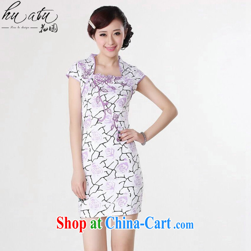 Take the Chinese summer new female qipao Chinese improved short, cotton, for stamp mini short cheongsam pink purple 2 XL, spend, and, on-line shopping