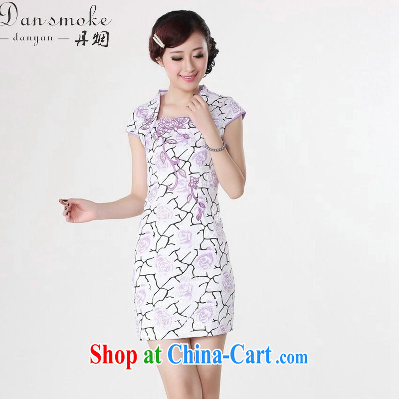 Bin Laden smoke tang on summer, new female qipao Chinese improved short, cotton, for stamp mini short cheongsam purple 2 XL, Bin Laden smoke, shopping on the Internet