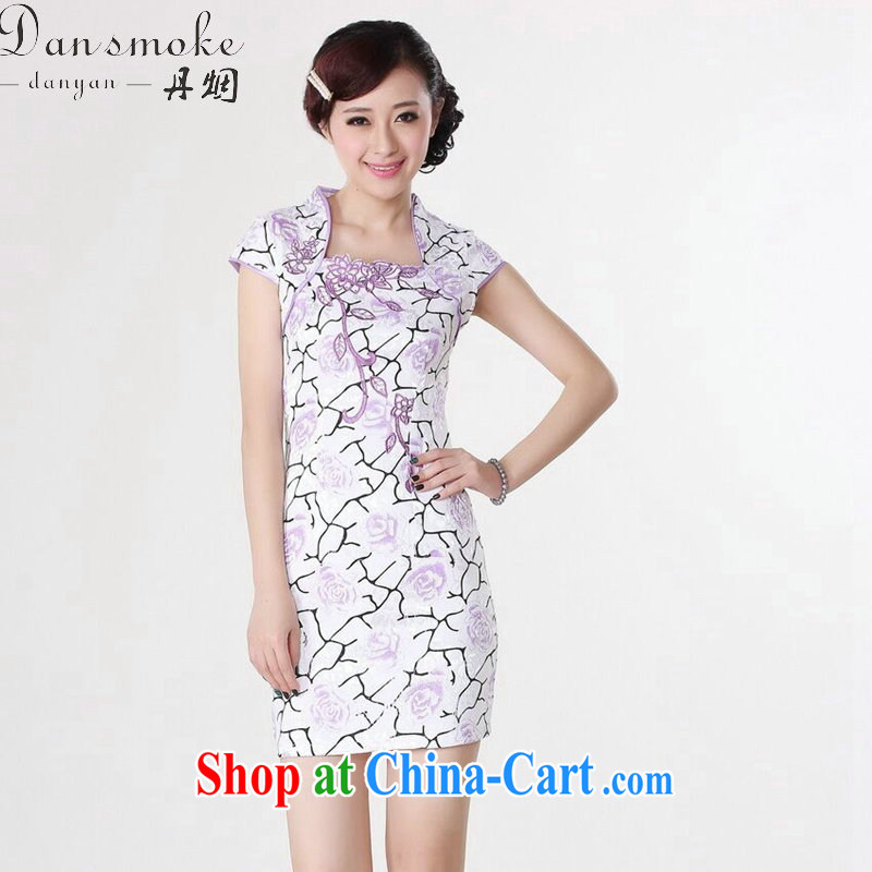 Bin Laden smoke tang on summer, new female qipao Chinese improved short, cotton, for stamp mini short cheongsam purple 2 XL, Bin Laden smoke, shopping on the Internet