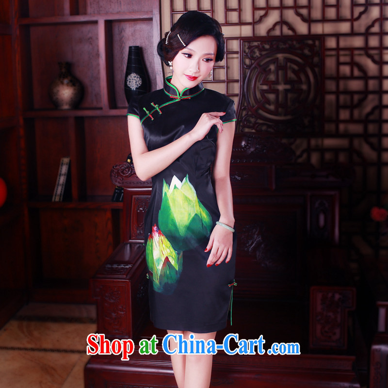 ruyi, 2015 new summer original female Chinese improved stylish everyday dresses dresses 5080 black L sporting, wind, shopping on the Internet