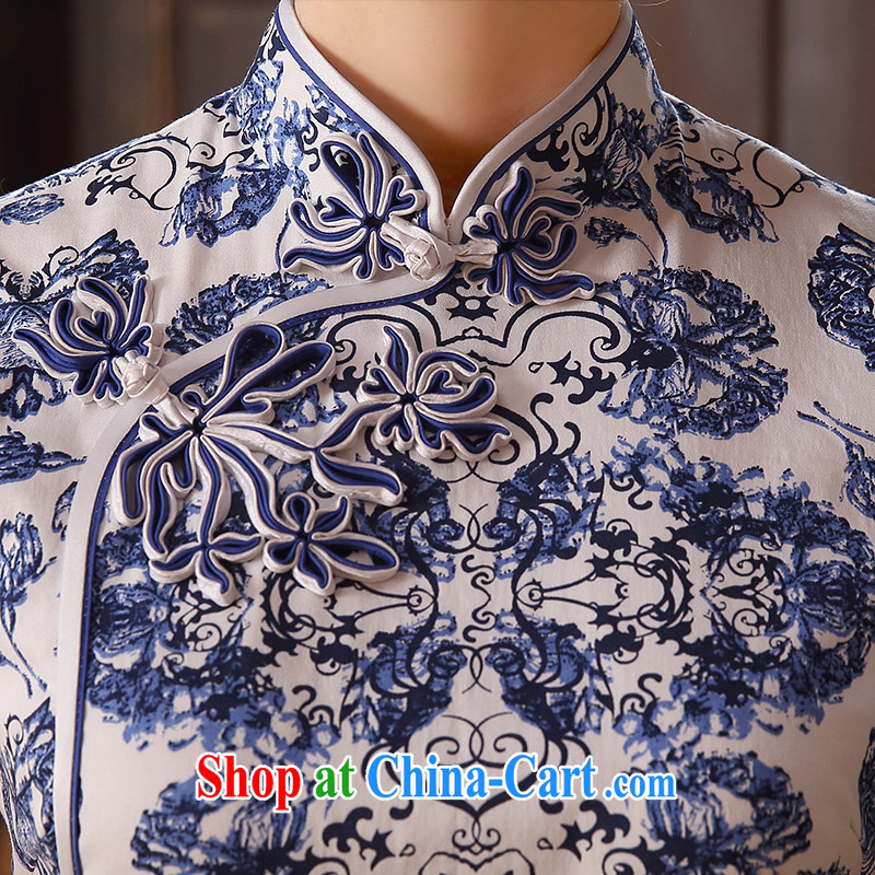 The CYD HO Kwun Tong' blue Diane 2015 summer blue and white porcelain cheongsam dress improved stylish stamp dresses QD 5132 blue-and-white XXL, Sau looked Tang, shopping on the Internet