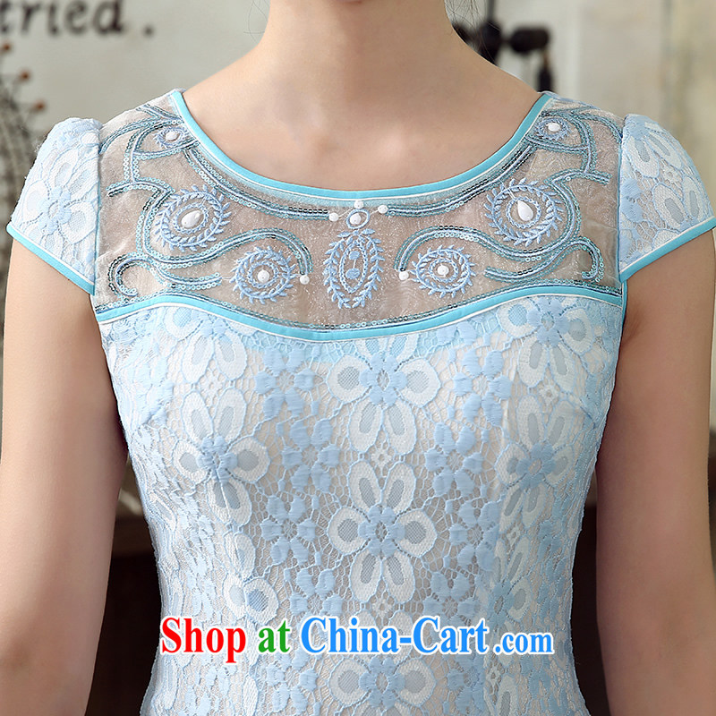 The CYD HO Kwun Tong' the weather 2015 summer new lace dress retro dress fashion dresses skirts KD 5150 blue XXL, Sau looked Tang, shopping on the Internet