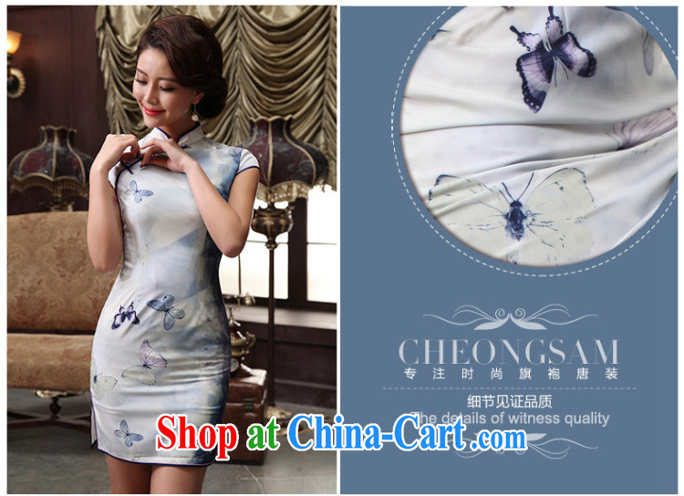The CYD HO Kwun Tong' a butterfly 2015 summer new stylish stamp cheongsam dress improved antique cheongsam dress QD 5147 light blue XXL pictures, price, brand platters! Elections are good character, the national distribution, so why buy now enjoy more preferential! Health