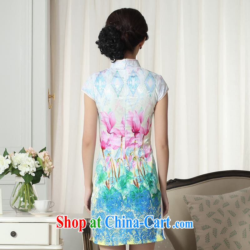 An Jing factory direct new summer elegance Chinese qipao Chinese graphics thin short cheongsam picture color 2 XL, an Jing, shopping on the Internet
