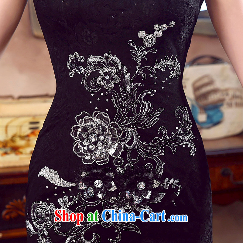 The CYD HO Kwun Tong' black be improved and stylish open-collar cheongsam dress summer stylish retro women's clothing dresses KD 5158 black XL, Su-koon Tang, shopping on the Internet