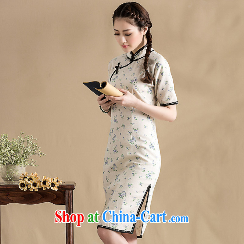 Royal Seal on 2015 original floral cotton Ma girls dresses hand-tie lace edge Chinese improved cheongsam dress picture color L pre-sale 15 days, seal Yin Yue, shopping on the Internet