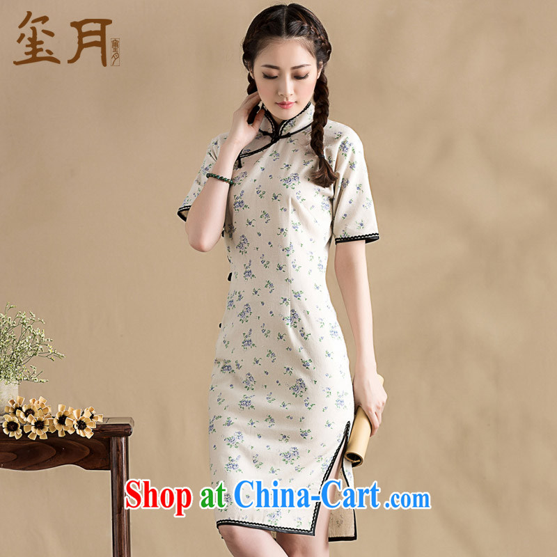 Royal Seal on 2015 original floral cotton Ma girls dresses hand-tie lace edge Chinese improved cheongsam dress picture color L pre-sale 15 days, seal Yin Yue, shopping on the Internet