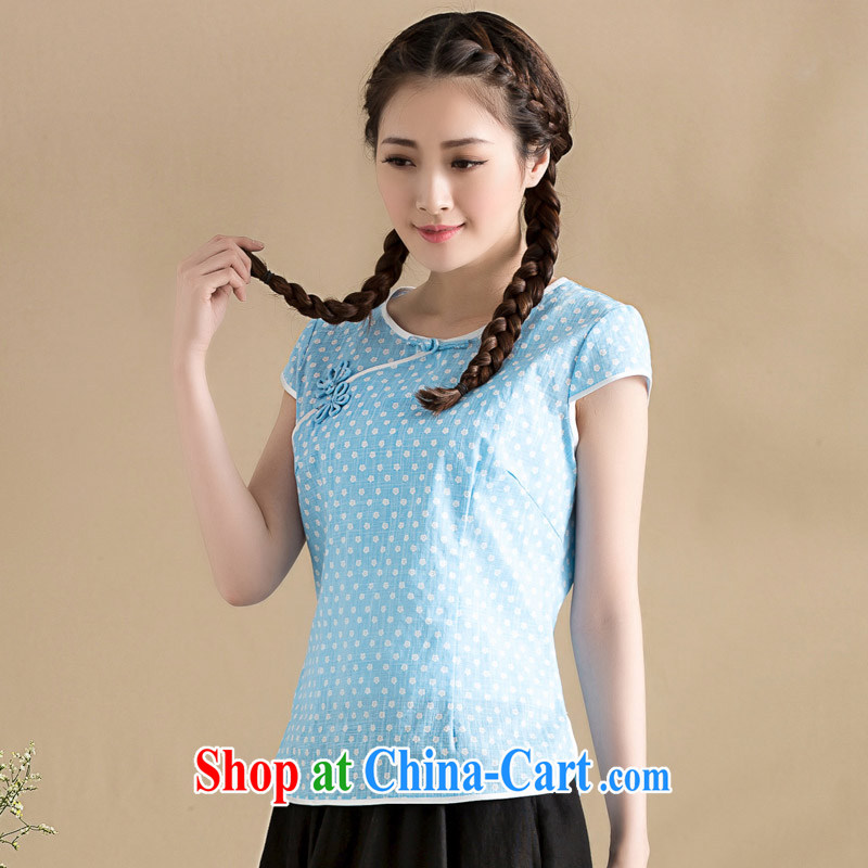 royal seal on the original 2015 new summer arts and fresh T shirt T-shirt wave is Chinese-tie-neck trim female picture color M seal, Yin Yue, shopping on the Internet