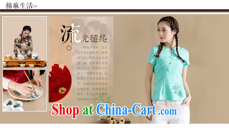 Seal, original cotton the cheongsam shirt is tight hand-painted Orchid blouses cultivating graphics thin Chinese T shirts female blue XXL pictures, price, brand platters! Elections are good character, the national distribution, so why buy now enjoy more preferential! Health