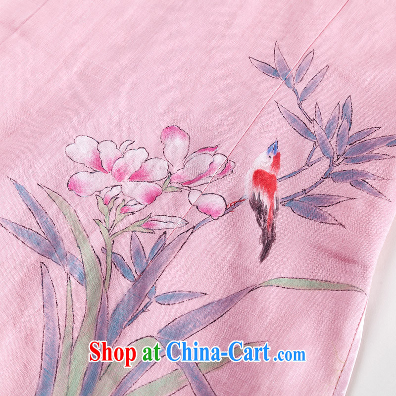 royal seal on the original cotton the minimalist art linen clothes dresses T-shirt hand-painted Han-chinese short-sleeved T-shirt girls pink L seal, Yin Yue, shopping on the Internet