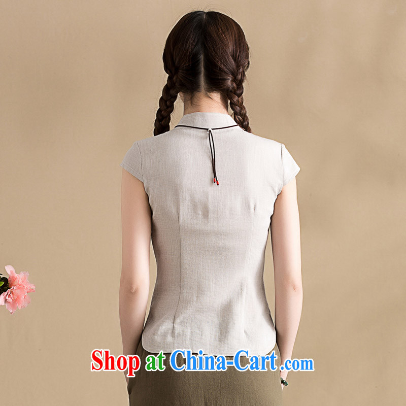 Seal 2015 in spring and summer the original cotton the cheongsam shirt female China wind, short-sleeved Chinese hand-painted blouses hand-painted gray S seal, Yin Yue, shopping on the Internet