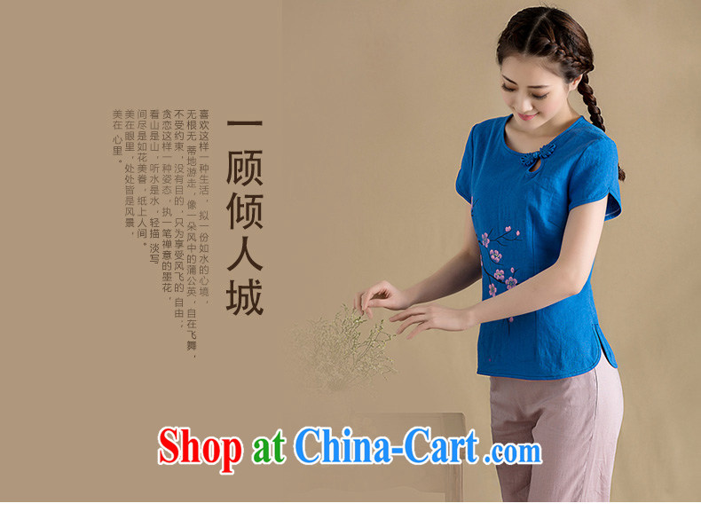 Yin Yue seal original cotton Ma hand-painted female T-shirt arts and cultural Ethnic Wind phillips-short-sleeved Chinese T-shirt ladies' spring and summer, hand-painted blue XXL pictures, price, brand platters! Elections are good character, the national distribution, so why buy now enjoy more preferential! Health