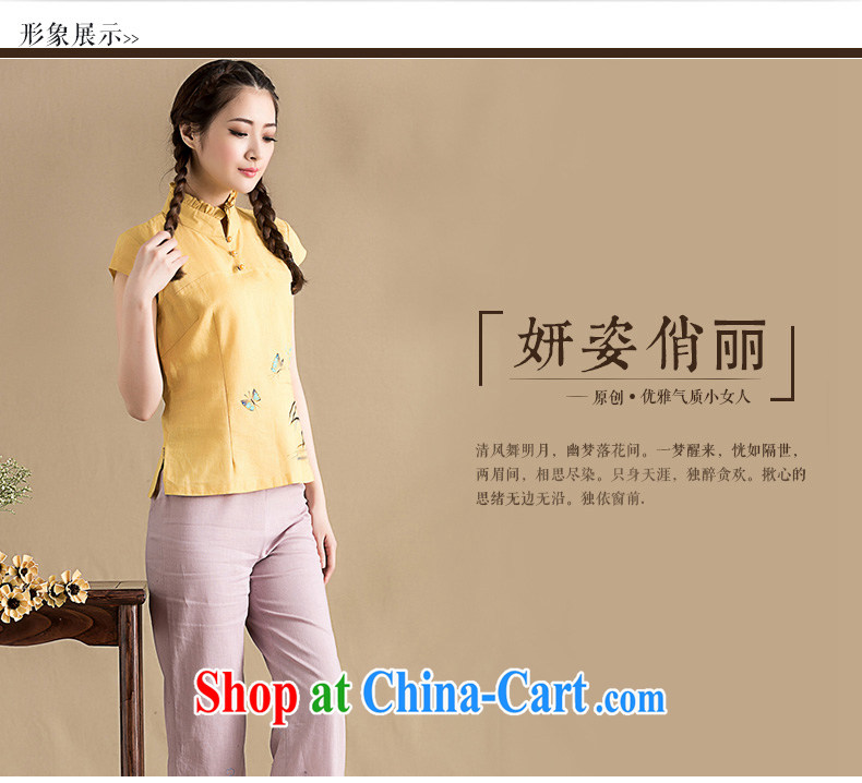 Seal, original cotton Ma Literary beauty graphics thin blouses spring elegant linen short-sleeve shirt T female yellow XL pictures, price, brand platters! Elections are good character, the national distribution, so why buy now enjoy more preferential! Health