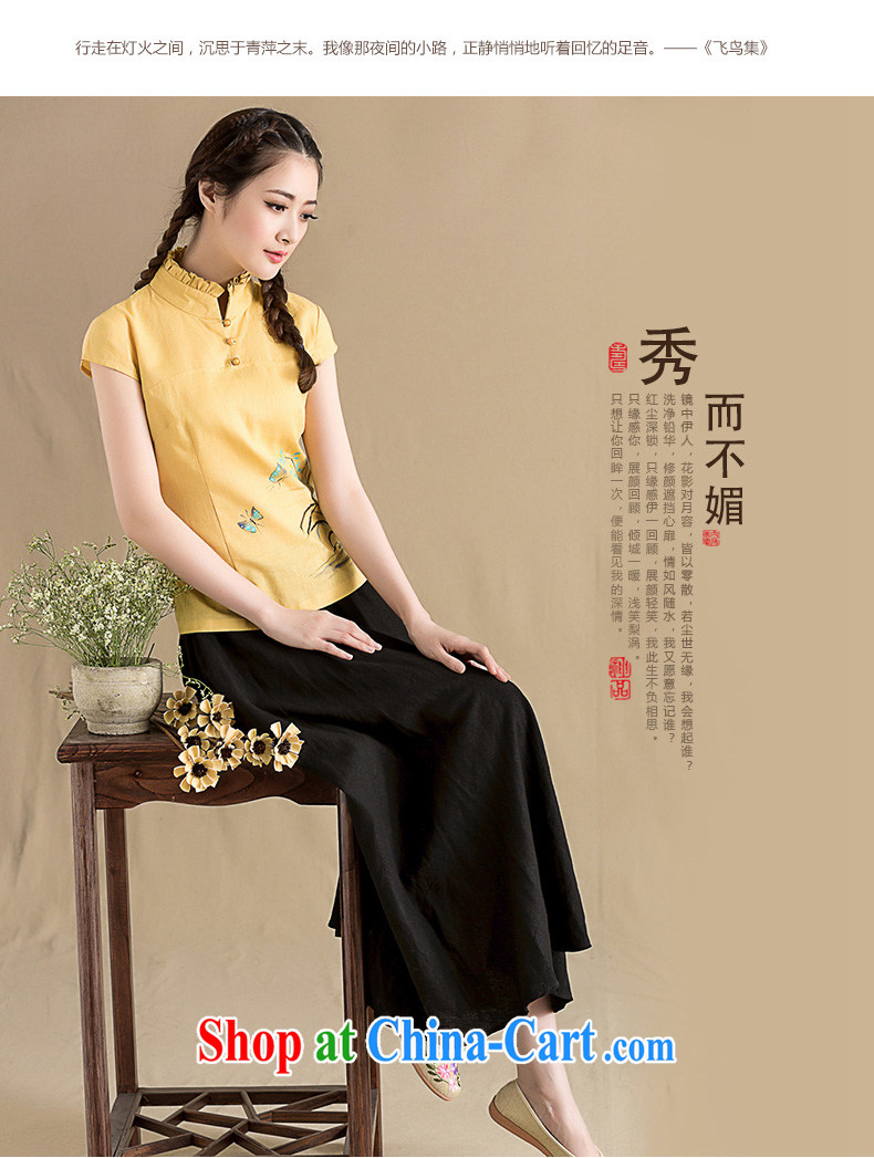 Seal, original cotton Ma Literary beauty graphics thin blouses spring elegant linen short-sleeve shirt T female yellow XL pictures, price, brand platters! Elections are good character, the national distribution, so why buy now enjoy more preferential! Health