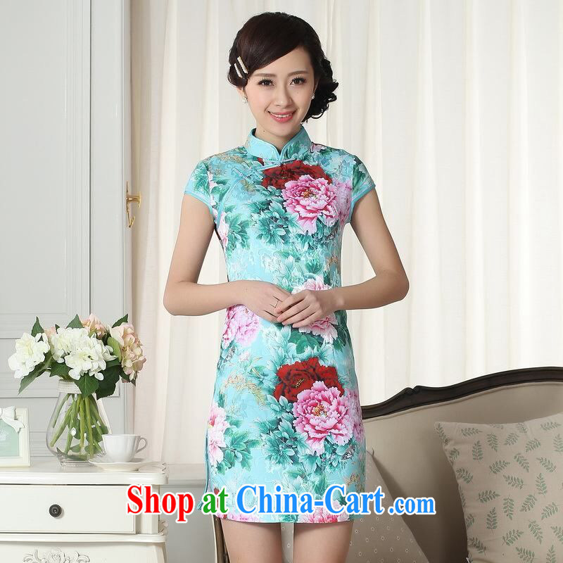 Jing contributed new summer elegance Chinese qipao Chinese graphics thin short cheongsam picture color 2 XL