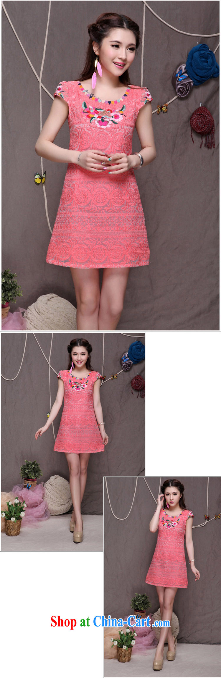 Days in Korea (ThYs) 2015 Spring Summer round-collar short-sleeve embroidered embroidery lace-waist cheongsam dress girls 6771 red XXL pictures, price, brand platters! Elections are good character, the national distribution, so why buy now enjoy more preferential! Health