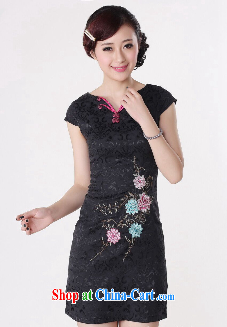 spend the summer new Chinese cheongsam dress Chinese Antique improved V collar embroidered Chinese mini cotton short cheongsam white M pictures, price, brand platters! Elections are good character, the national distribution, so why buy now enjoy more preferential! Health