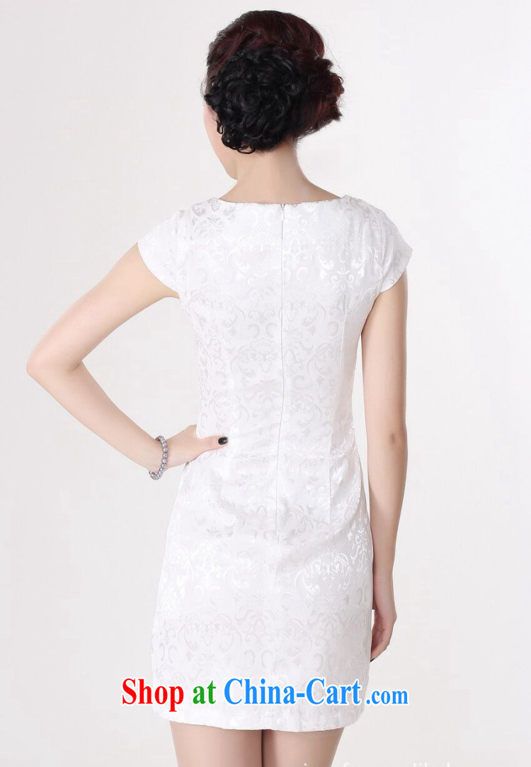 Bin Laden smoke summer new Chinese cheongsam dress Chinese Antique improved V collar embroidered Chinese mini cotton short cheongsam white 2XL pictures, price, brand platters! Elections are good character, the national distribution, so why buy now enjoy more preferential! Health