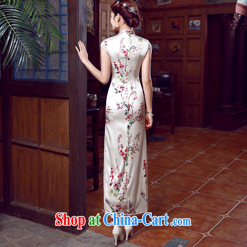 Morning dresses, new summer retro long improved stylish sauna silk silk Chinese qipao dress toner of a Phillips, XL, morning land, shopping on the Internet