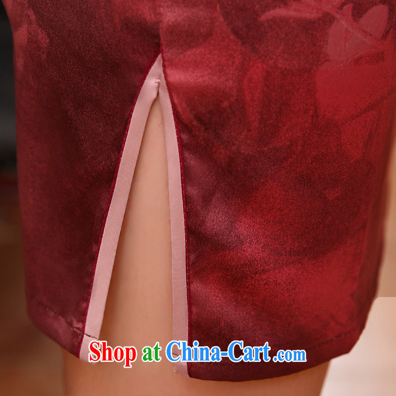 Morning dresses, new 2015 summer retro short improved stylish sauna silk silk Chinese qipao Pink Pink 155/S morning land, shopping on the Internet