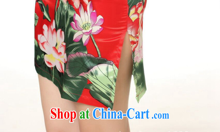 spend the summer outfit New female Chinese Chinese improved, for Lotus damask stamp short cheongsam girls D 0183 - C red L pictures, price, brand platters! Elections are good character, the national distribution, so why buy now enjoy more preferential! Health