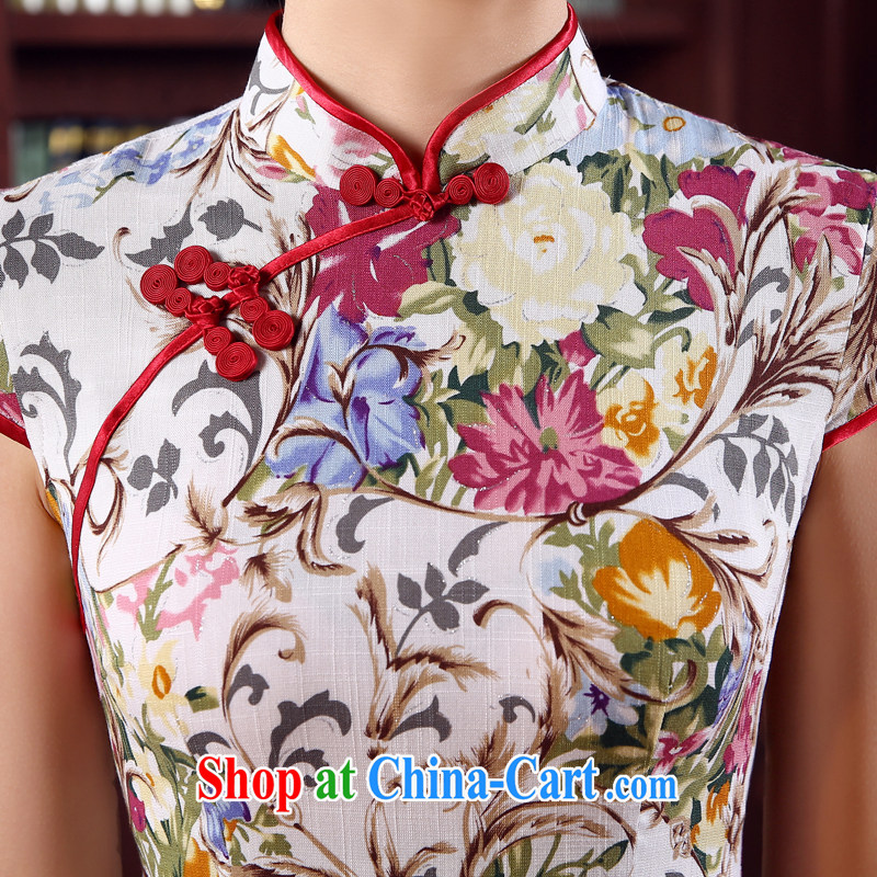 Morning love 2015 summer new stylish improved retro short cheongsam dress Chinese daily cotton twist the red XXL morning land, shopping on the Internet
