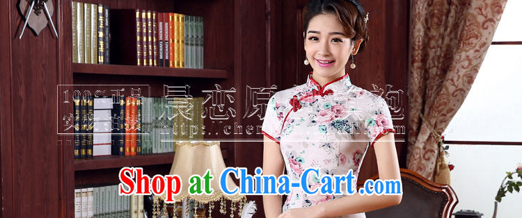 Morning, summer 2015 new stylish improved retro short cheongsam dress Chinese daily cotton Ma rose pink XL pictures, price, brand platters! Elections are good character, the national distribution, so why buy now enjoy more preferential! Health