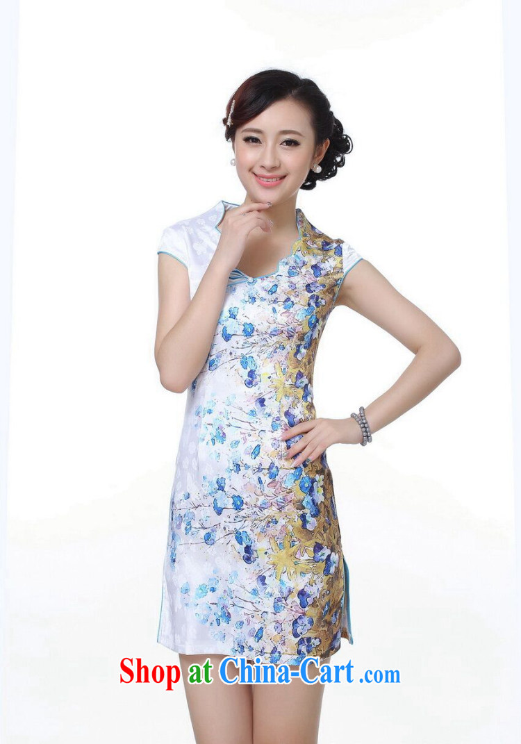 Take the cheongsam Chinese summer new female Chinese qipao improved retro lace up collar hand-painted cotton short cheongsam - A blue 2 XL pictures, price, brand platters! Elections are good character, the national distribution, so why buy now enjoy more preferential! Health