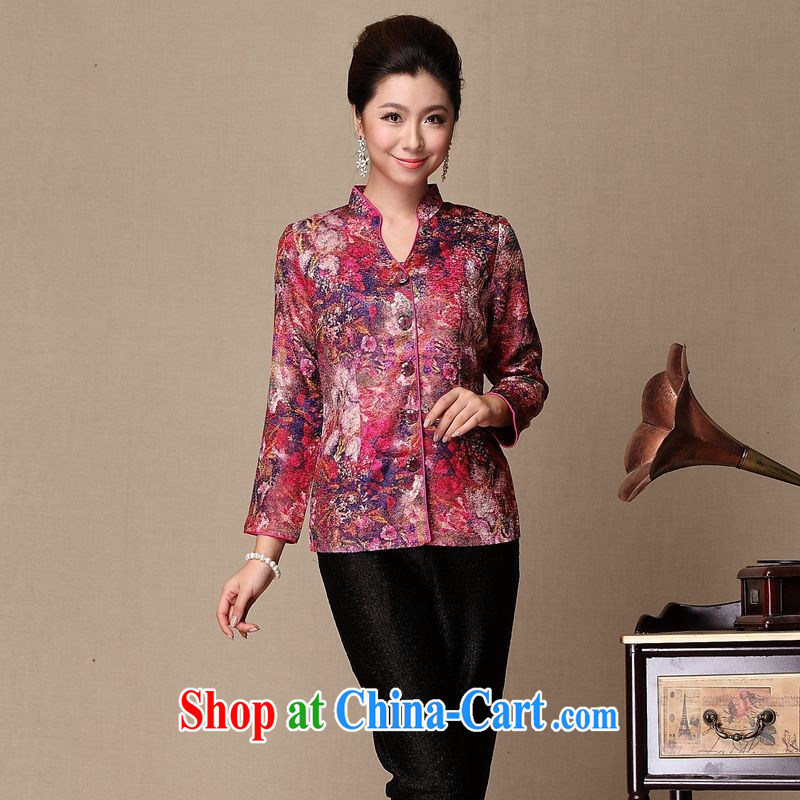 T-shirt silk creases, the older creases MOM Women's clothes and casual wear red XXXL, American day gathered in accordance with (meitianyihuan), and, on-line shopping
