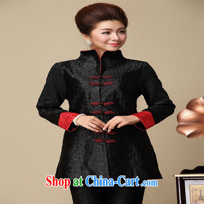 The dessertspoon spring fashion, older mothers with silk wrinkles the color red black large, female black XXL, the day to assemble (meitianyihuan), and shopping on the Internet