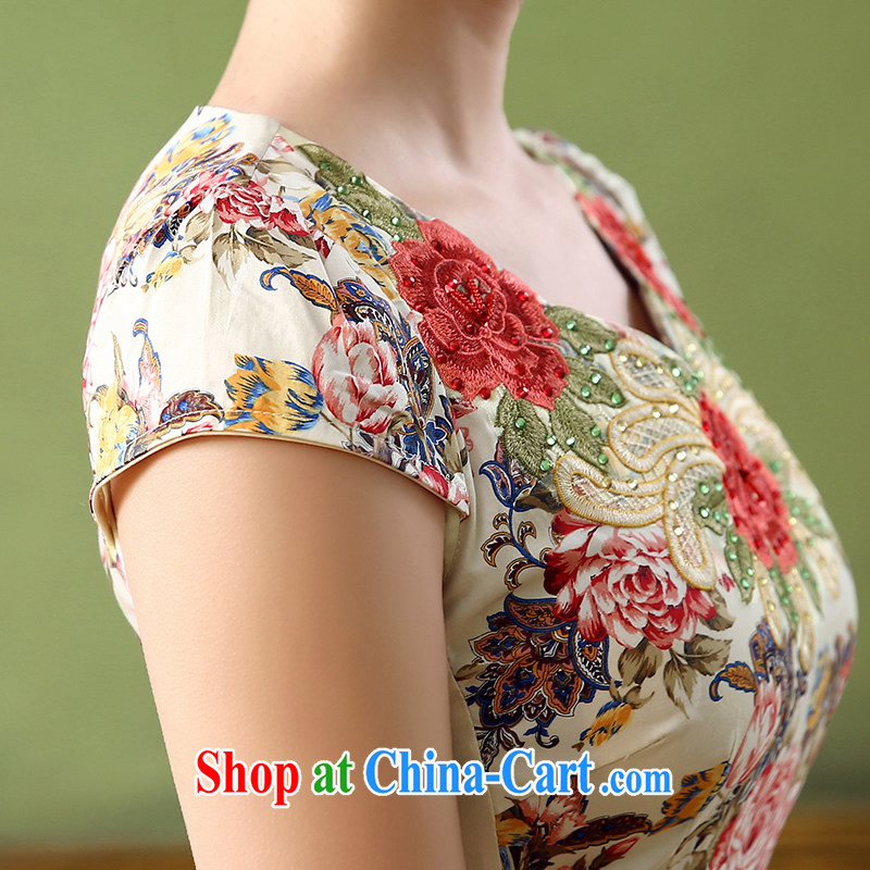 The CYD HO Kwun Tong' Huazhen summer 2015 new retro stamp duty dress improved stylish dresses skirts suits XXL, Sau looked Tang, shopping on the Internet
